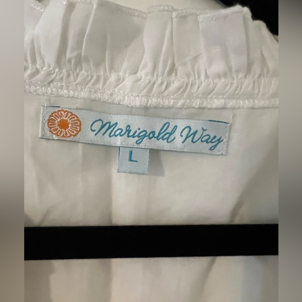 Marigold Way White Sleeveless Blouse 100% cotton made in India size L (D-104) - Picture 3 of 8